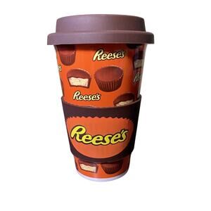 REESE'S Peanut Butter Cup Ceramic Travel Mug With Silicone Cover 14 OZ